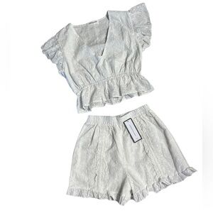 Goodnight Macaroon White Lace Set Crop and Shorts